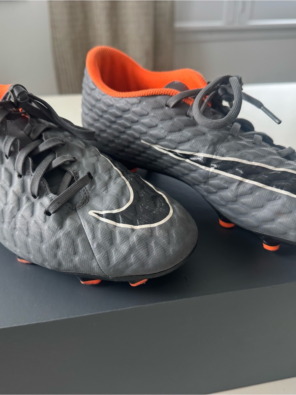 Nike Men's Gray and Orange Soccer Cleats - Textured Upper